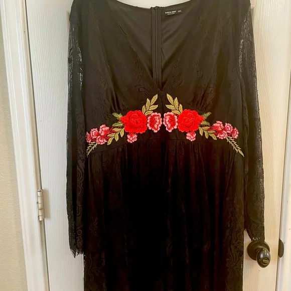 SHEIN | Dresses | Shein Black Lace Floral Embroidery Party Dress | Poshmark